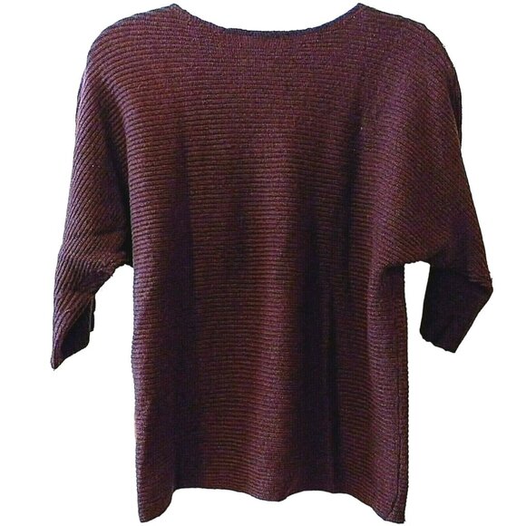 Lane Bryant 18/20 Burgundy Knit Sweater 3/4 Dolman Sleeves Iridescent Beads VGUC - Picture 2 of 9